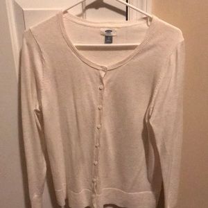 Button down cardigan, off white, size large